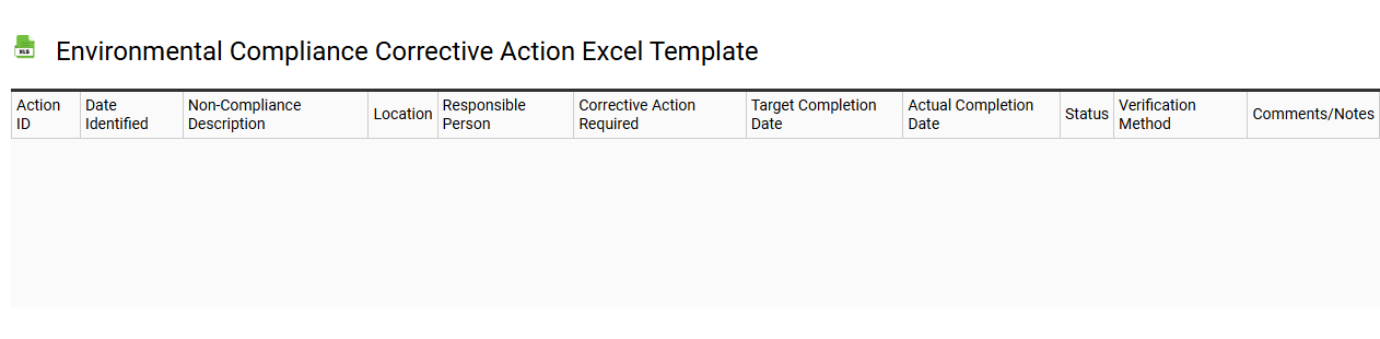 Environmental compliance corrective action Excel template