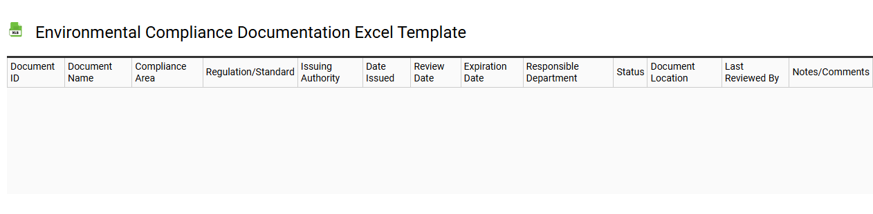 Environmental compliance documentation Excel template