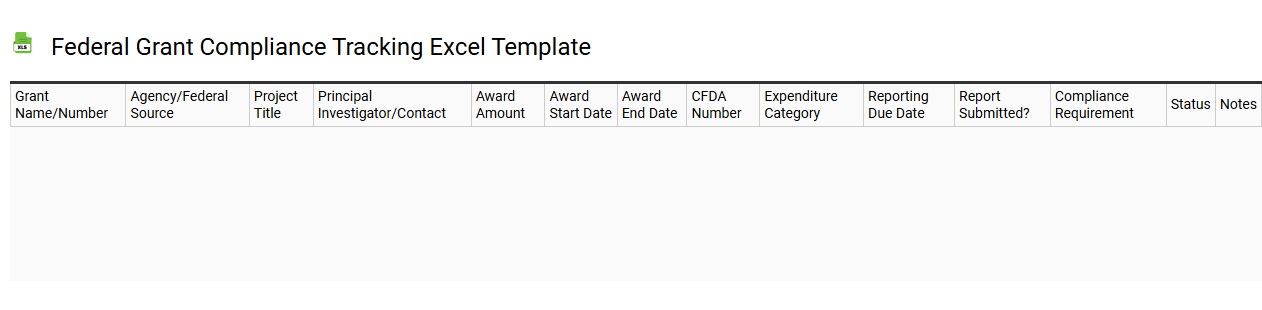Federal grant compliance tracking Excel template