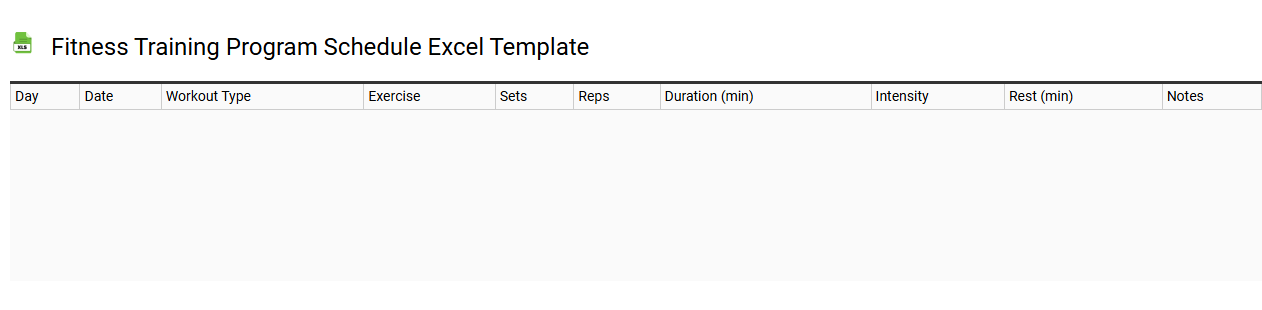 Fitness training program schedule Excel template