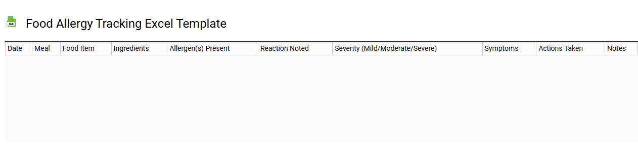 Food allergy tracking Excel template