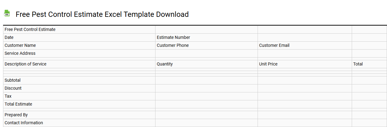 Free pest control estimate Excel template download
