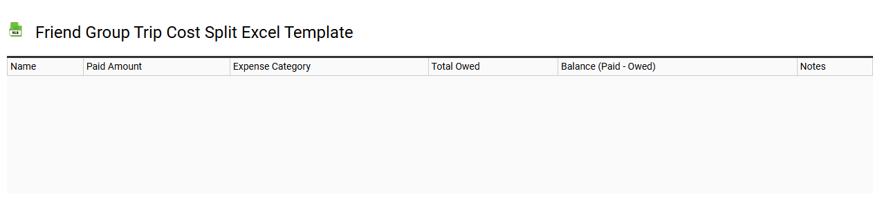 Friend group trip cost split Excel template