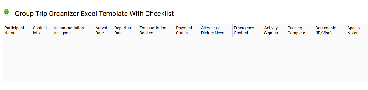 Group trip organizer Excel template with checklist