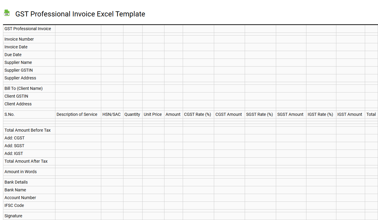 GST professional invoice Excel template