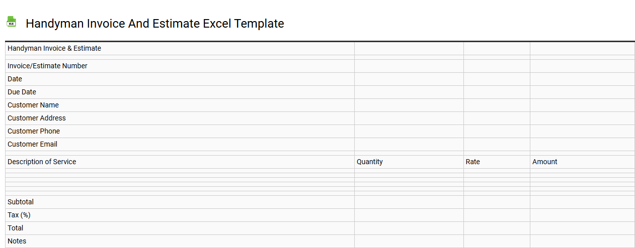 Handyman invoice and estimate Excel template