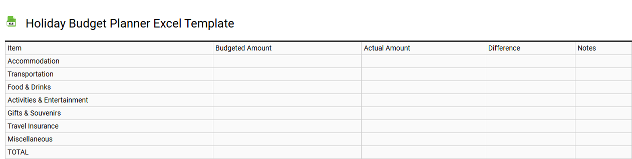 Holiday budget planner Excel template