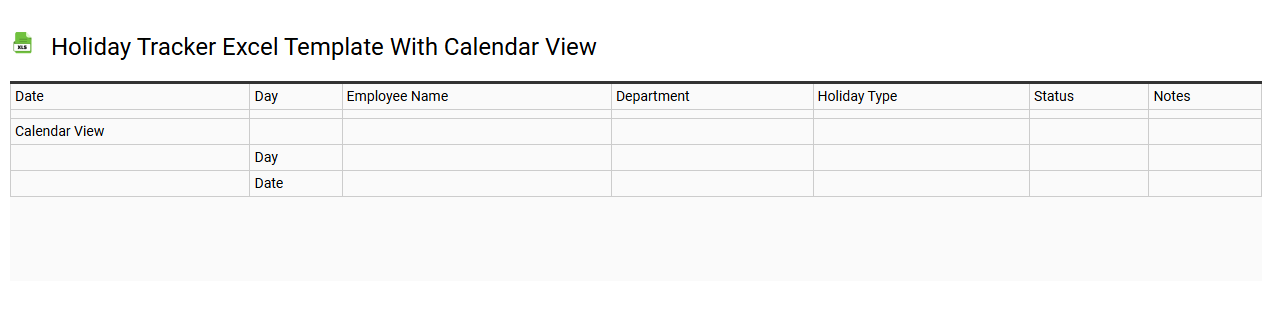 Holiday tracker Excel template with calendar view