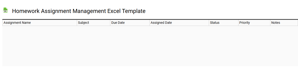 Homework assignment management Excel template