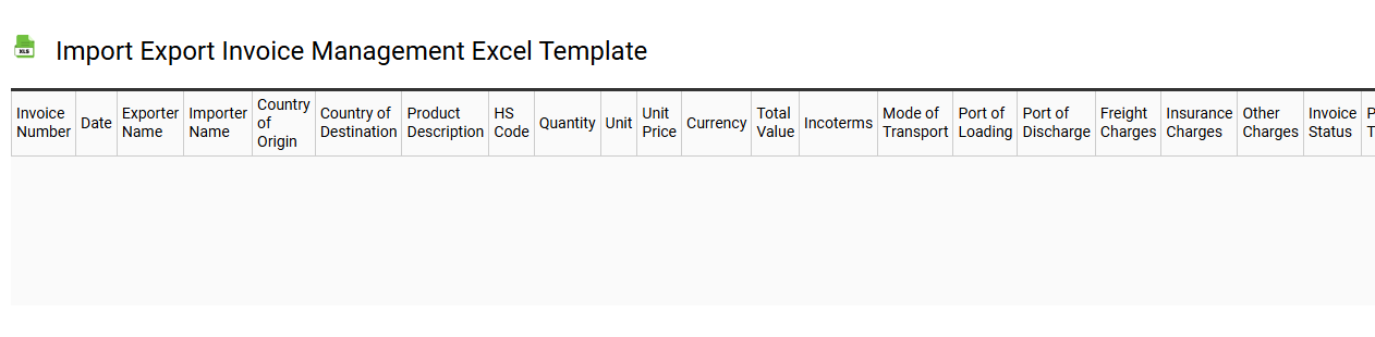 Import export invoice management Excel template