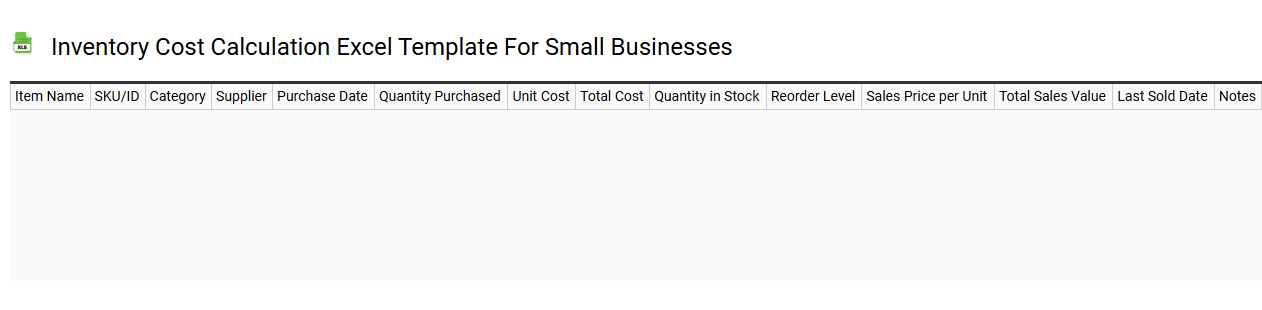 Inventory cost calculation Excel template for small businesses