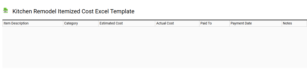 Kitchen remodel itemized cost Excel template