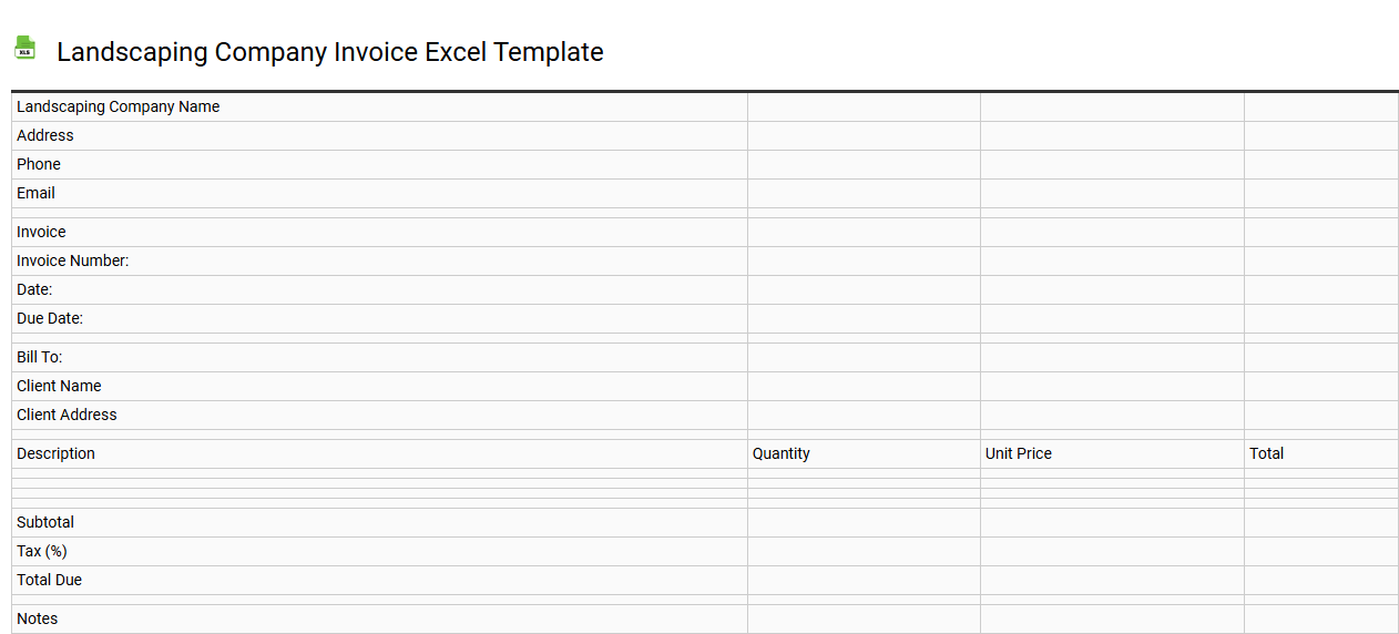 Landscaping company invoice Excel template