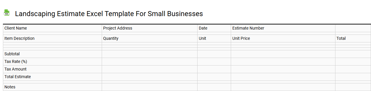 Landscaping estimate Excel template for small businesses