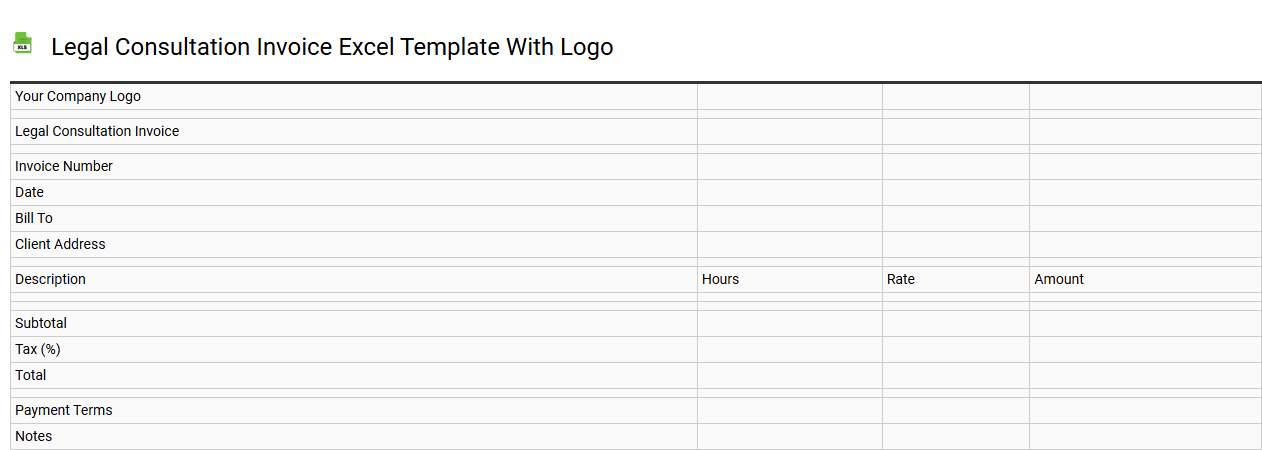 Legal consultation invoice Excel template with logo