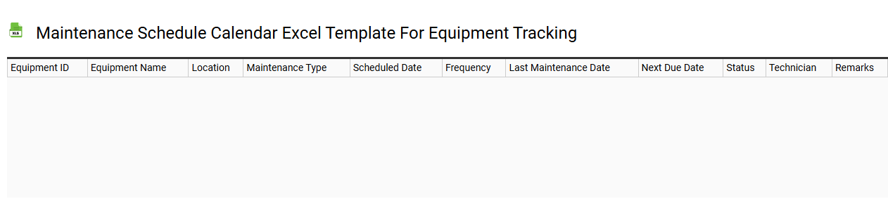 Maintenance schedule calendar Excel template for equipment tracking
