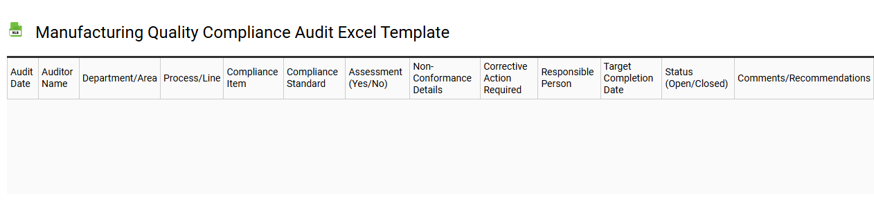 Manufacturing quality compliance audit Excel template