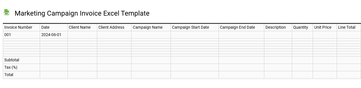 Marketing campaign invoice Excel template