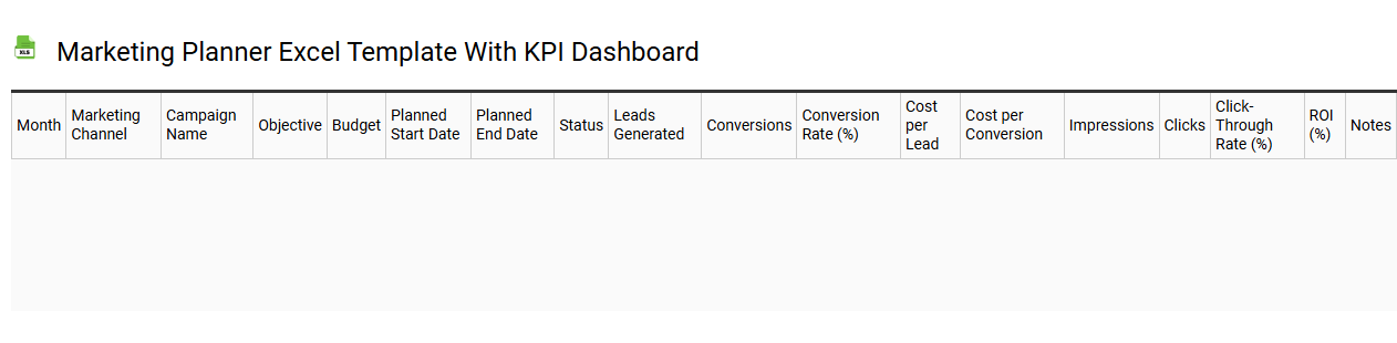 Marketing planner Excel template with KPI dashboard
