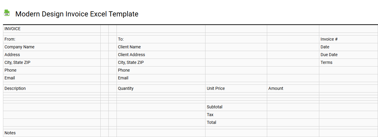 Modern design invoice Excel template