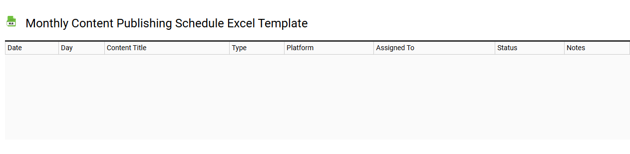 Monthly content publishing schedule Excel template