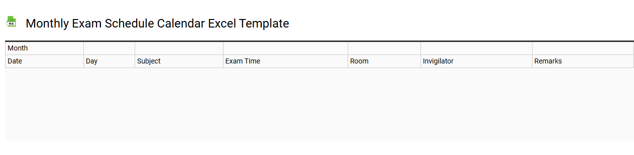 Monthly exam schedule calendar Excel template
