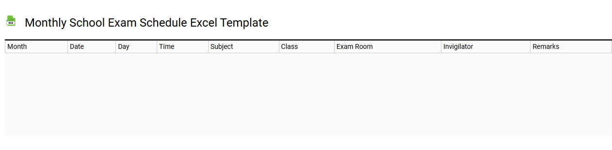 Monthly school exam schedule Excel template