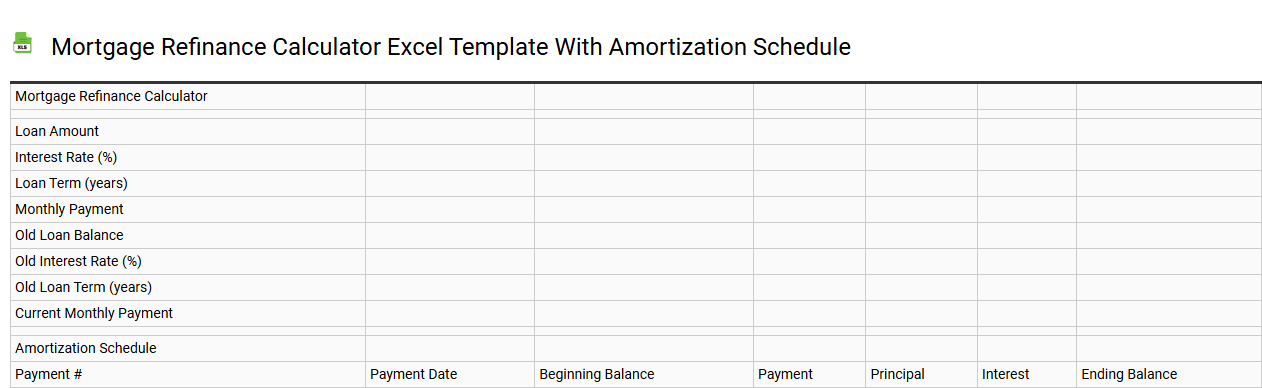 Mortgage refinance calculator Excel template with amortization schedule