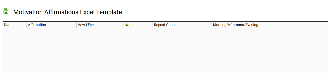 Motivation affirmations Excel template