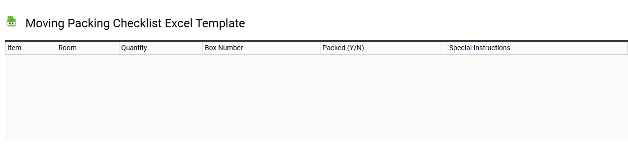 Moving packing checklist Excel template