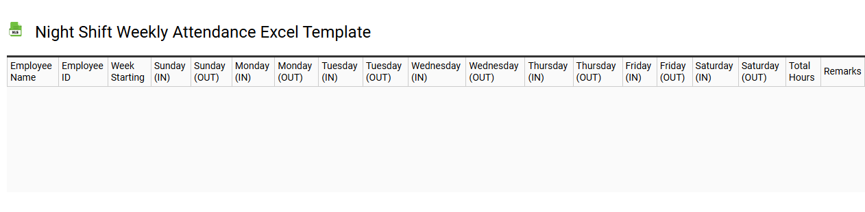 Night shift weekly attendance Excel template