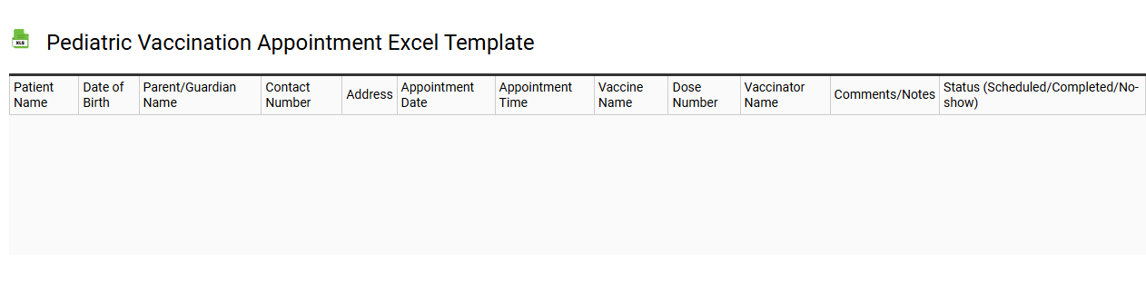 Pediatric vaccination appointment Excel template