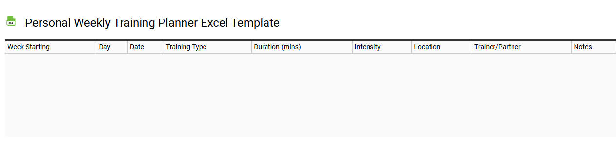 Personal weekly training planner Excel template