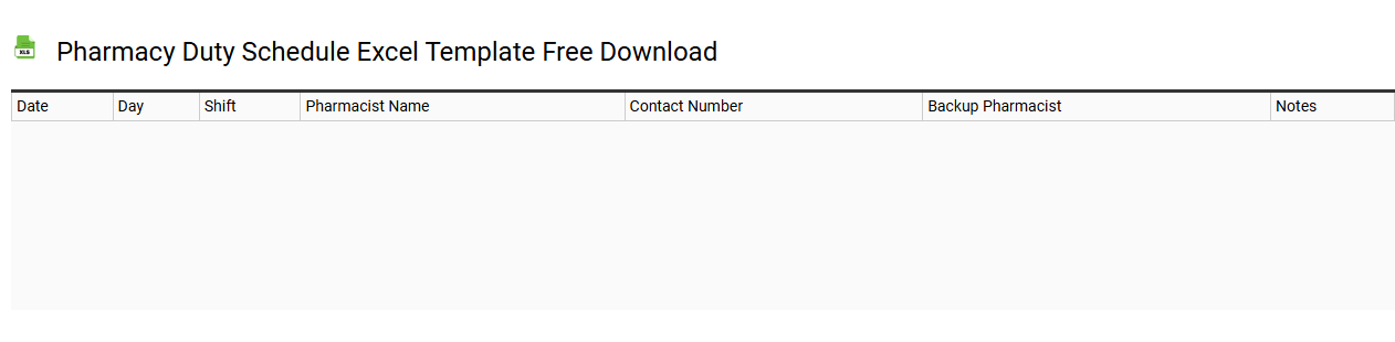 Pharmacy duty schedule Excel template free download