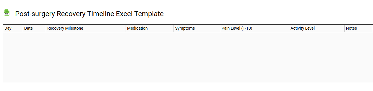 Post-surgery recovery timeline Excel template