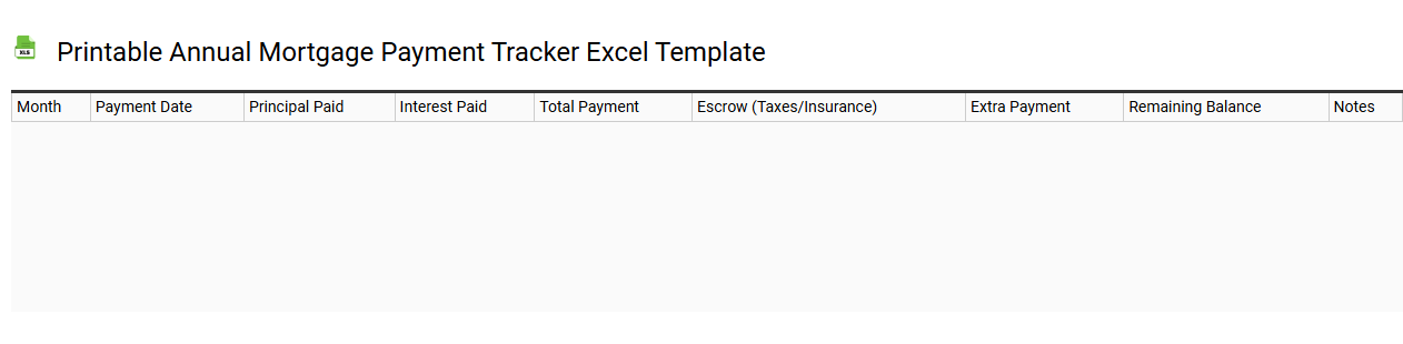 Printable annual mortgage payment tracker Excel template