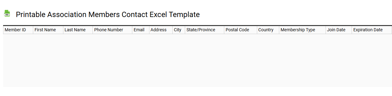Printable association members contact Excel template
