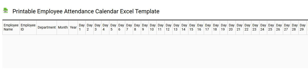 Printable employee attendance calendar Excel template
