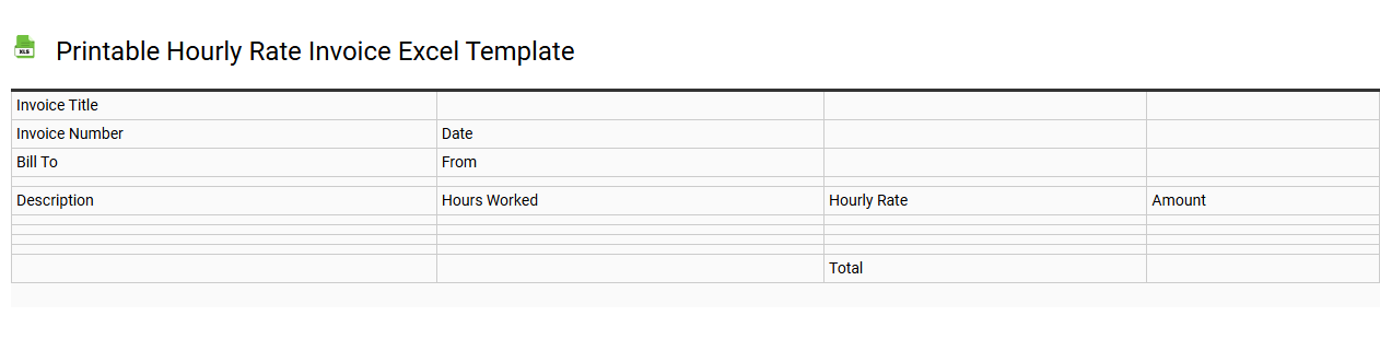 Printable hourly rate invoice Excel template