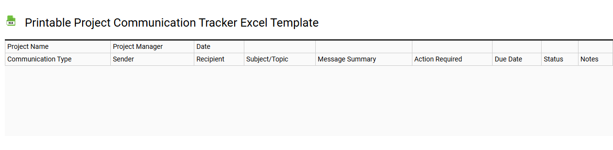 Printable project communication tracker Excel template