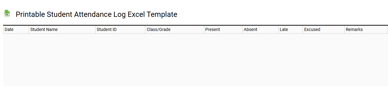 Printable student attendance log Excel template