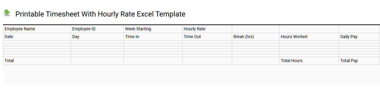Printable timesheet with hourly rate Excel template