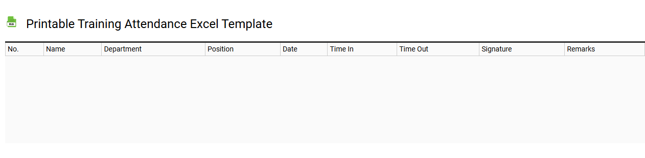 Printable training attendance Excel template