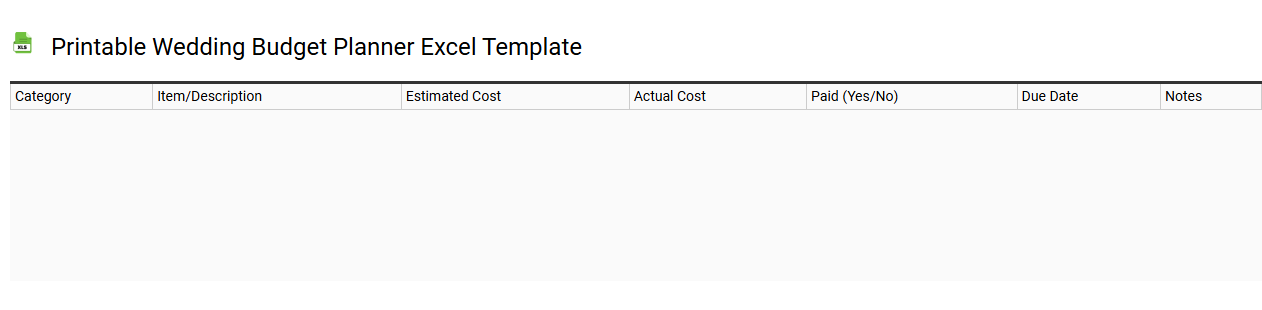 Printable wedding budget planner Excel template