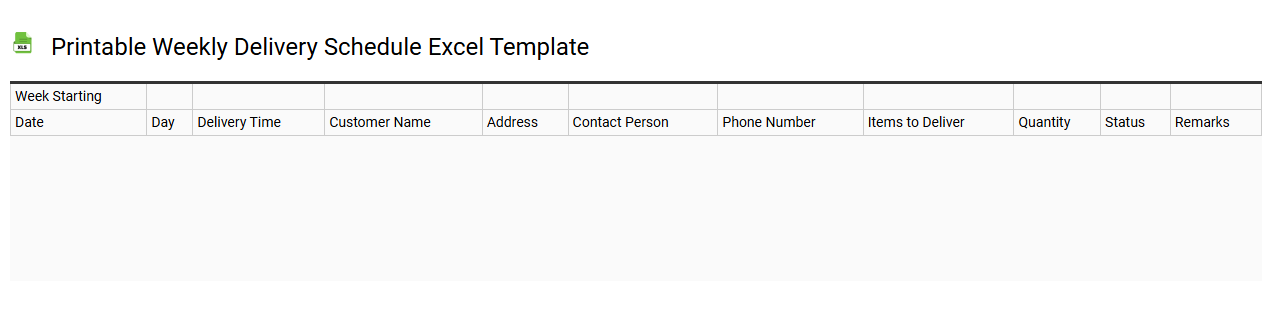 Printable weekly delivery schedule Excel template