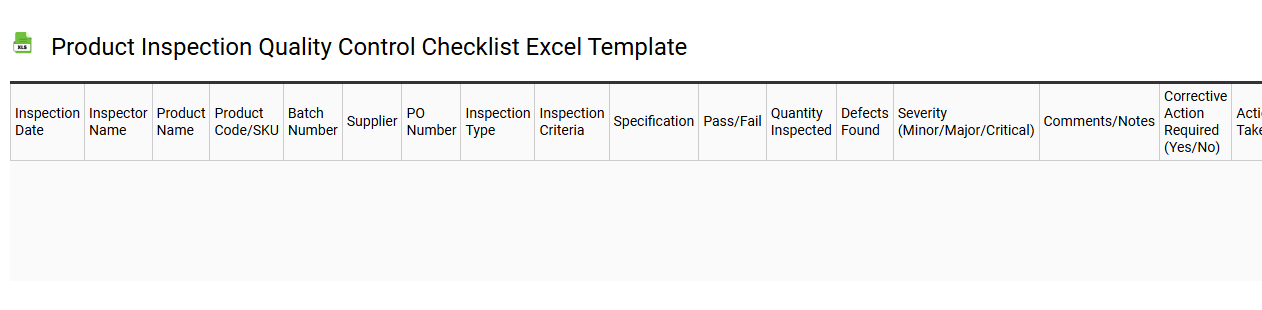 Product inspection quality control checklist Excel template