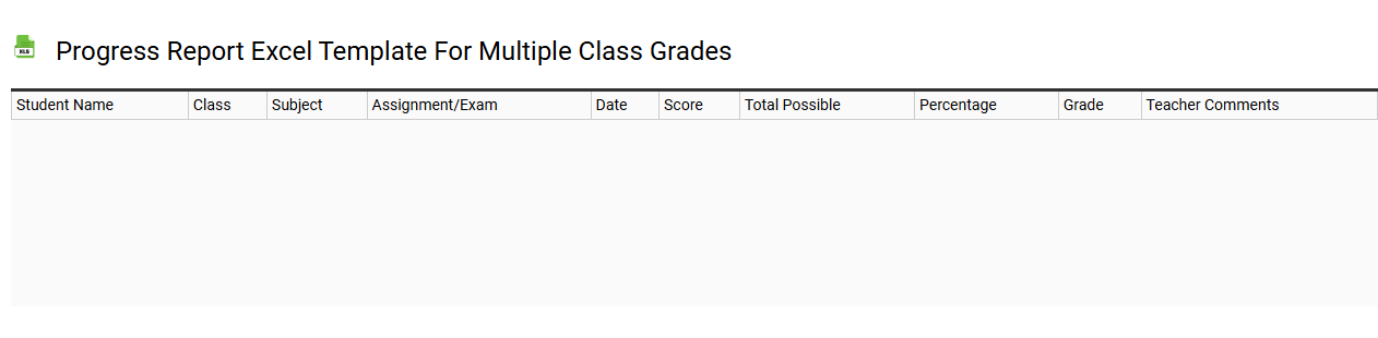 Progress report Excel template for multiple class grades