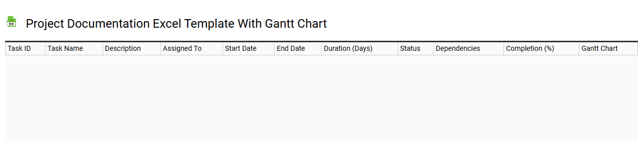 Project documentation Excel template with Gantt chart