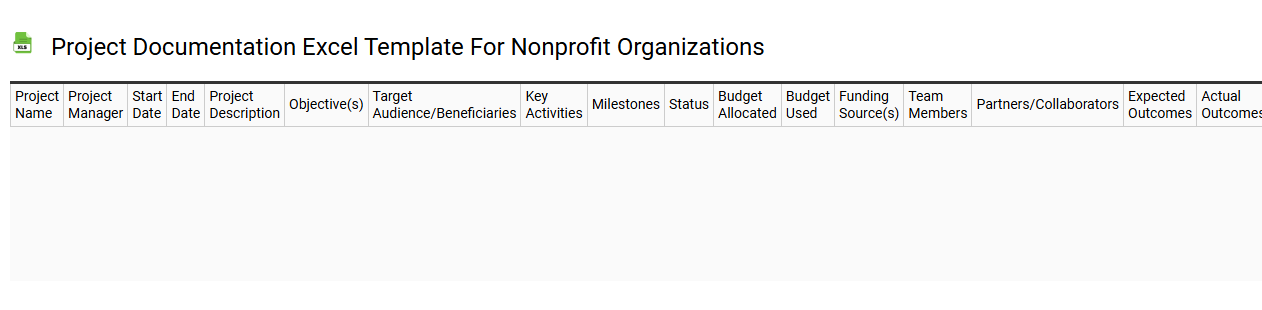 Project documentation Excel template for nonprofit organizations