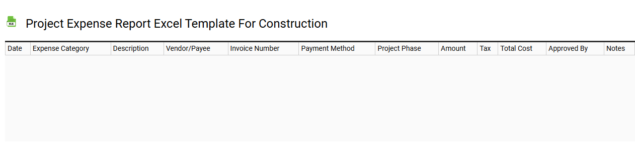 Project expense report Excel template for construction
